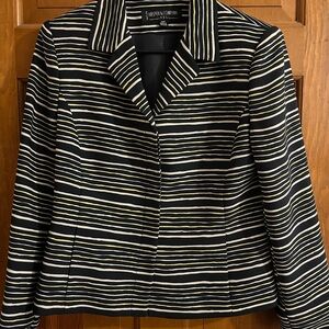 Navy and Yellow/White Striped Blazer by Kasper & Company- Lighweight